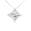 10K White Gold 1/10 Cttw Bezel Set Solitaire Princess Cut Diamond Kite Shaped Pendent Necklace - 18