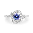0.55 Carat Genuine Tanzanite and White Diamond 14K White Gold Ring
