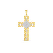 14k Two Tone Gold High Polish Diamond Cut Cross Pendant