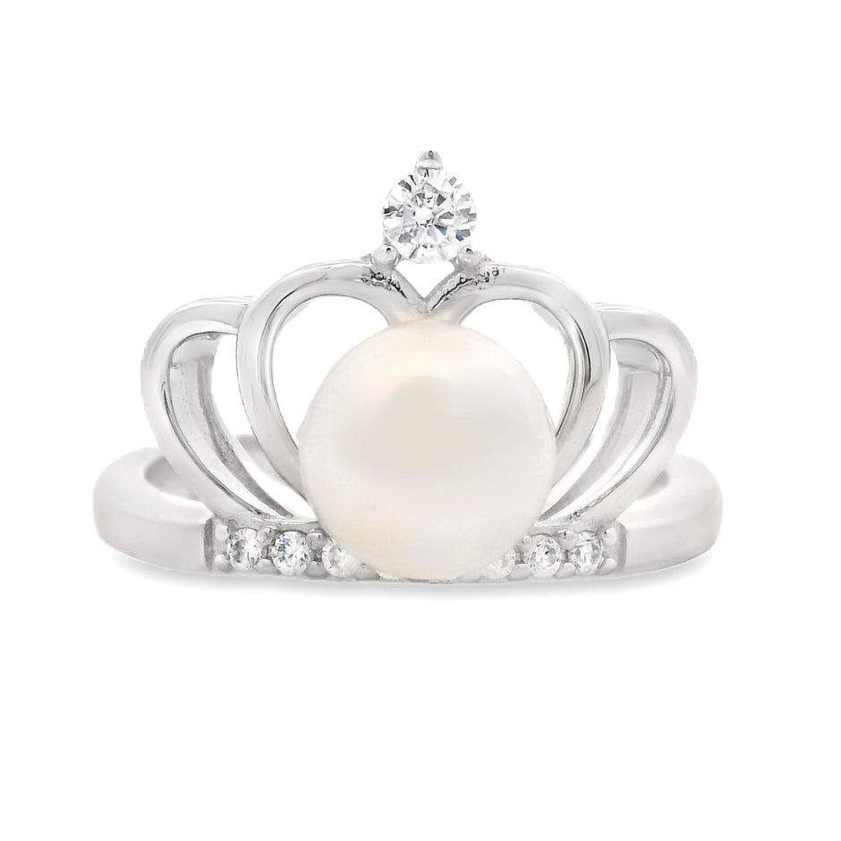 925 Sterling Silver Ring with Pearl Size 9