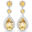 7.06 Carat Genuine Citrine and White Topaz .925 Sterling Silver Earrings
