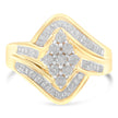 10K Yellow Gold Diamond Bypass Cluster Ring (1 Cttw, I-J Color, I2-I3 Clarity) - Size 7