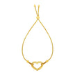 Adjustable Bracelet with Shiny Open Heart in 14k Yellow Gold