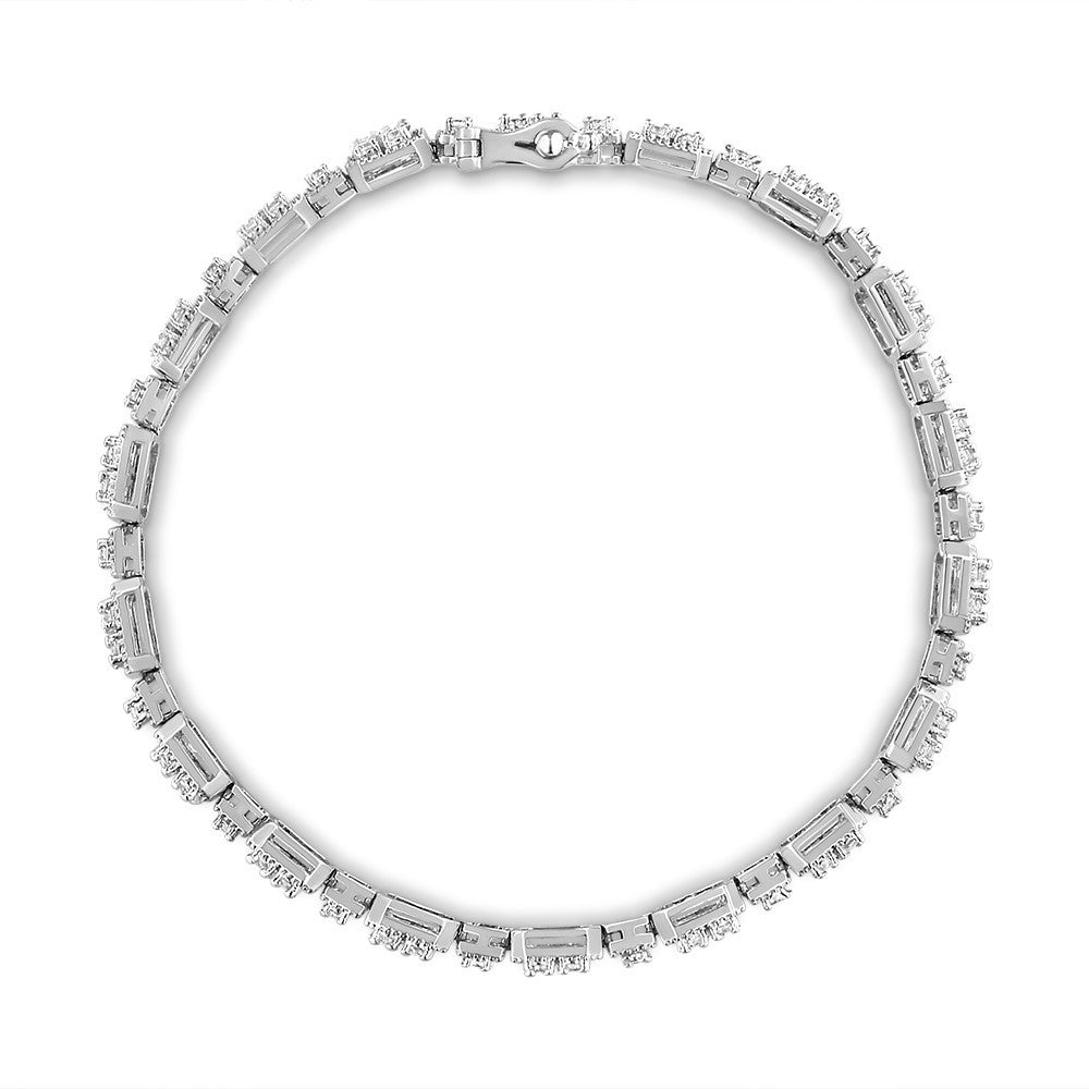 10K White Gold 2.0 Cttw Diamond Square Link Bracelet (J-K Color, I2-I3 Clarity) - Size 7.25