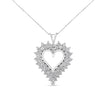 .925 Sterling Silver 4 Cttw Round-Cut Double Row Composite Diamond Heart 18