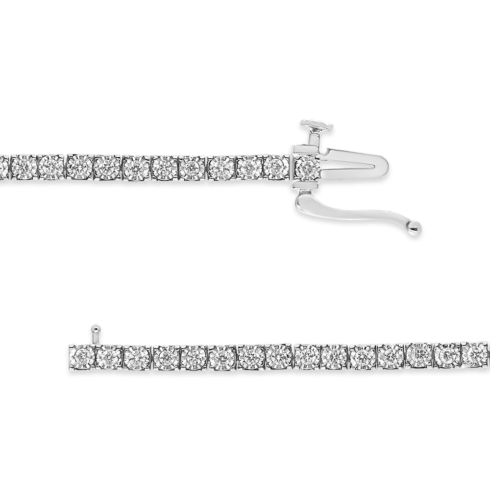 14K White Gold 1.0 Cttw Miracle Set Round-Cut Lab Grown Diamond Illusion Tennis Bracelet (F-G Color, VS2-SI1 Clarity) Size 7