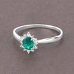 0.40 Carat Genuine Zambian Emerald and White Diamond 14K White Gold Ring