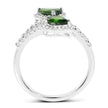 2.24 Carat Genuine Chrome Diopside and White Topaz .925 Sterling Silver Ring