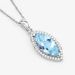 2.55 Carat Genuine Aquamarine and White Diamond 14K White Gold Pendant