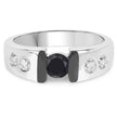 0.56 Carat Genuine Black Diamond and White Diamond .925 Sterling Silver Ring