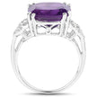 5.87 Carat Genuine Amethyst and White Diamond .925 Sterling Silver Ring