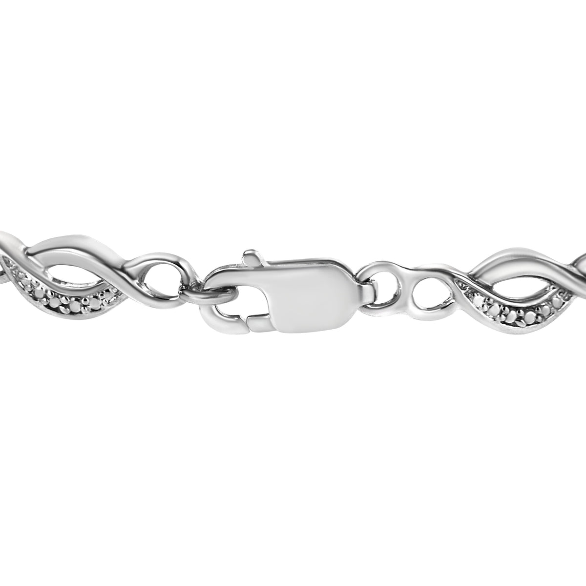 .925 Sterling Silver Prong Set Diamond Accent Curved Spiral Link Bracelet (I-J Color, I3 Clarity) - 7.25