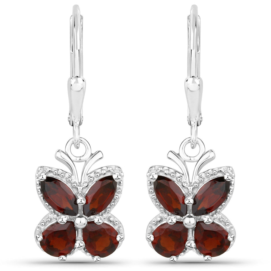 2.60 Carat Genuine Garnet .925 Sterling Silver Earrings