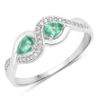 0.35 Carat Genuine Zambian Emerald and White Diamond 14K White Gold Ring