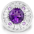 5.58 Carat Genuine Amethyst and White Topaz .925 Sterling Silver Ring
