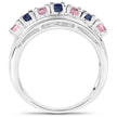 1.40 Carat Genuine Pink Sapphire and Blue Sapphire .925 Sterling Silver Ring
