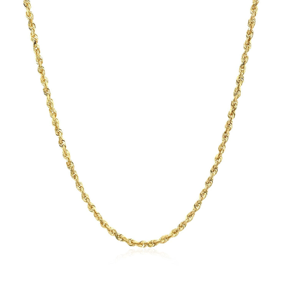 2.0mm 10k Yellow Gold Solid Diamond Cut Rope Chain