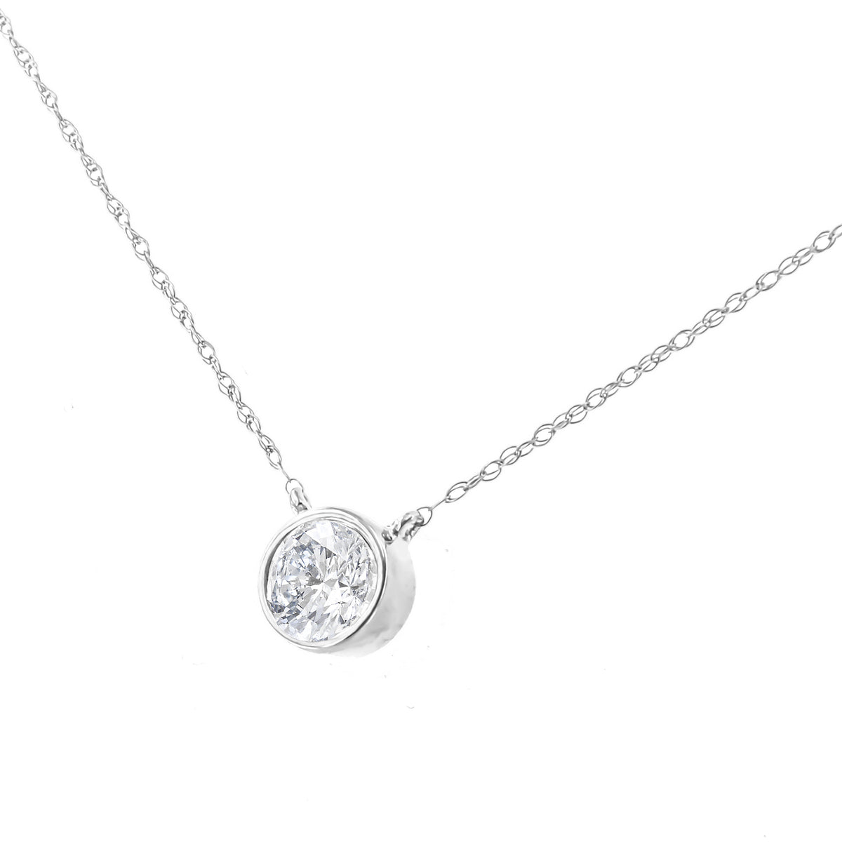 10K White Gold 1/10 Carat Round Brilliant-Cut Diamond Modern Bezel-Set Solitaire 16