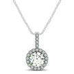 14k White Gold Diamond Halo Round Style Pendant (5/8 cttw)