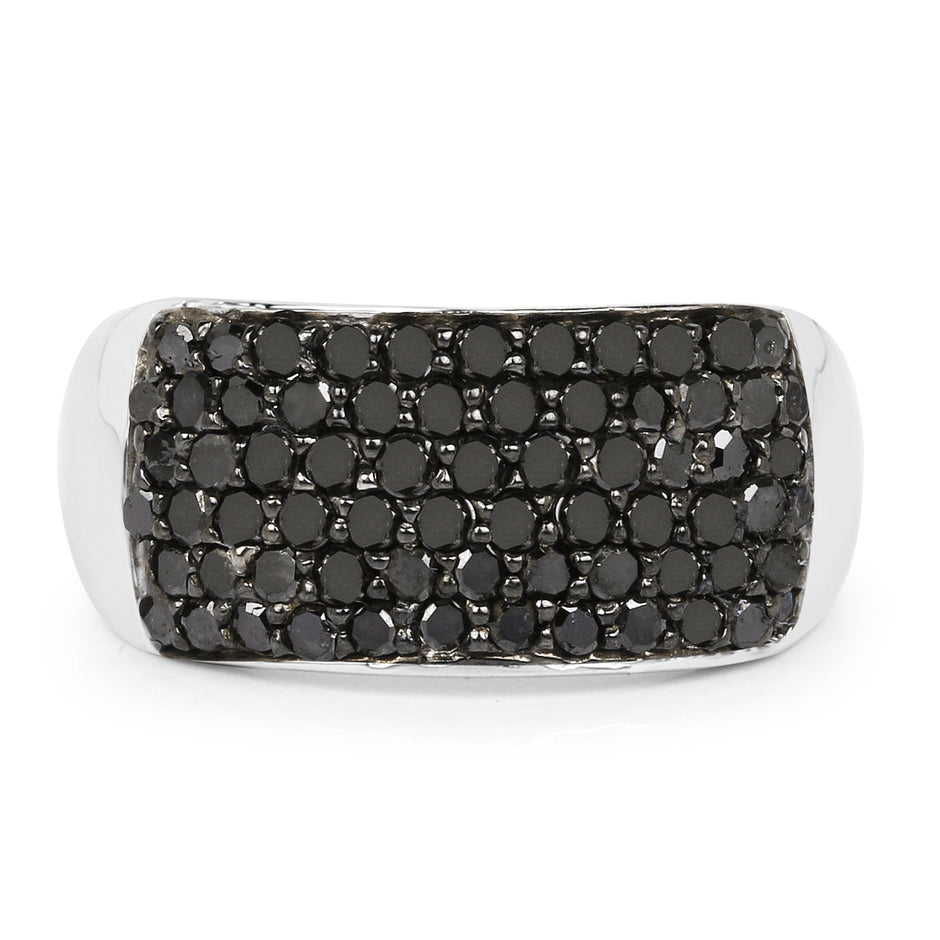 1.21 Carat Genuine Black Diamond .925 Sterling Silver Ring