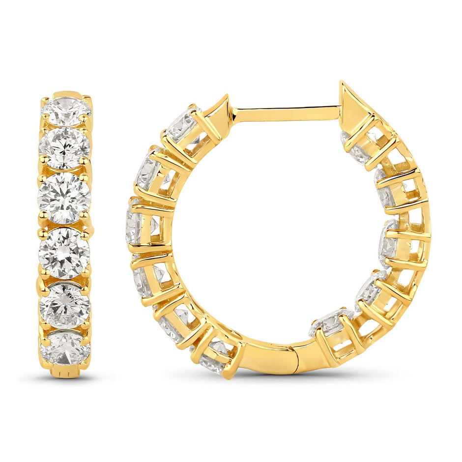 3.08 Carat Genuine Lab Grown Diamond 14K Yellow Gold Earrings