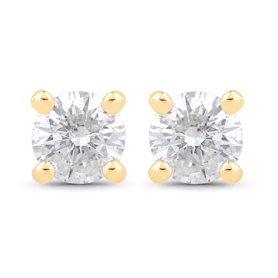 0.23 Carat Genuine White Diamond 10K Yellow Gold Earrings