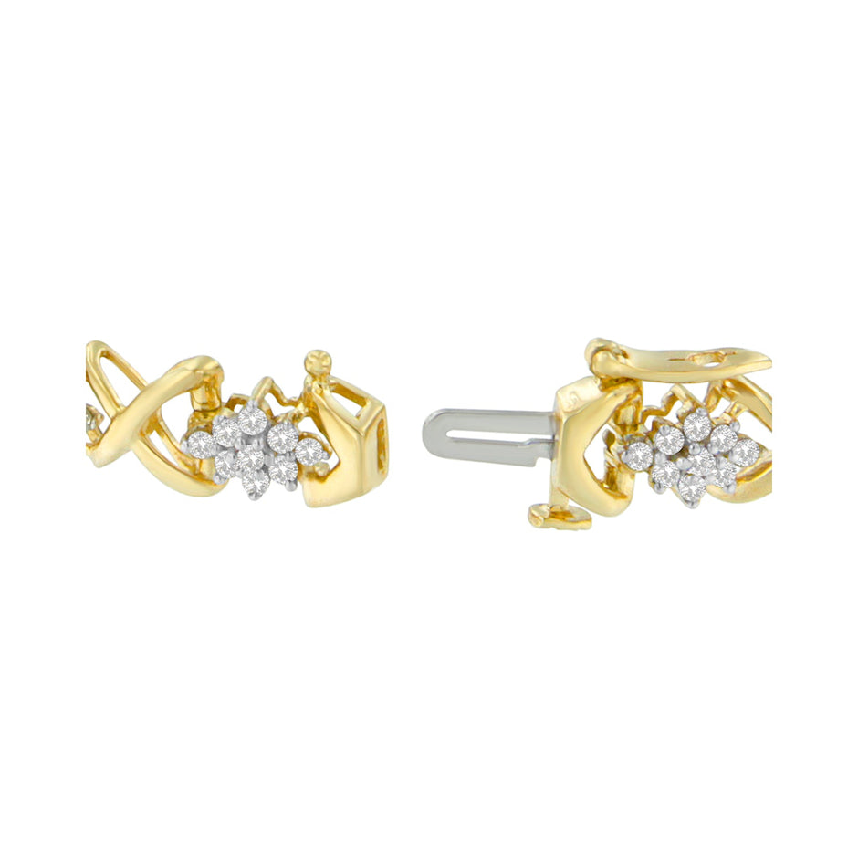 10k Yellow Gold Plated .925 Sterling Silver 2.00 Cttw Round-Cut Diamond Link 7