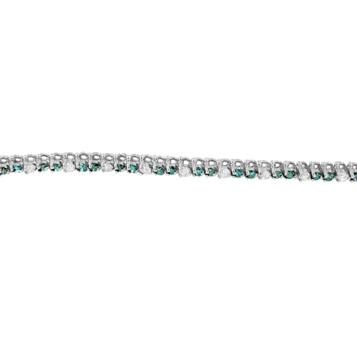 14K White Gold 4 5/8 Cttw Alternating White and Blue Diamond Martini Set Tennis Bracelet (H-I Color, I1-I2 Clarity) - 7