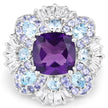 8.38 Carat Genuine Multi Stones .925 Sterling Silver Ring