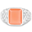 5.75 Carat Genuine Peach Moonstone .925 Sterling Silver Ring