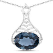 6.65 Carat Genuine London Blue Topaz .925 Sterling Silver Pendant