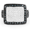 0.64 Carat Genuine White Diamond and Blue Diamond .925 Sterling Silver Ring