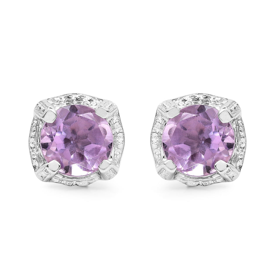 1.46 Carat Genuine Amethyst .925 Sterling Silver Earrings