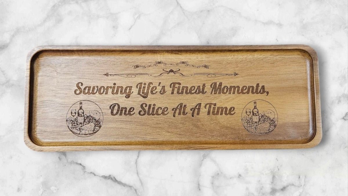 Acacia Charcuterie Board - 13.8x5.5 - Personalized With Your Special Message For The Occasion - Tableware - Custom Crafting Alliance, LLC