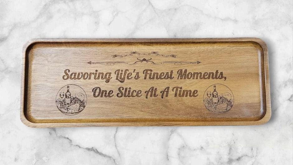 Acacia Charcuterie Board - 13.8x5.5 - Personalized With Your Special Message For The Occasion - Tableware - Custom Crafting Alliance, LLC