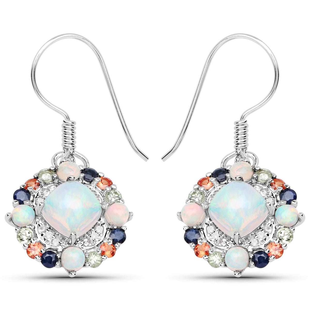 4.73 Carat Genuine Multi Stone .925 Sterling Silver Earrings