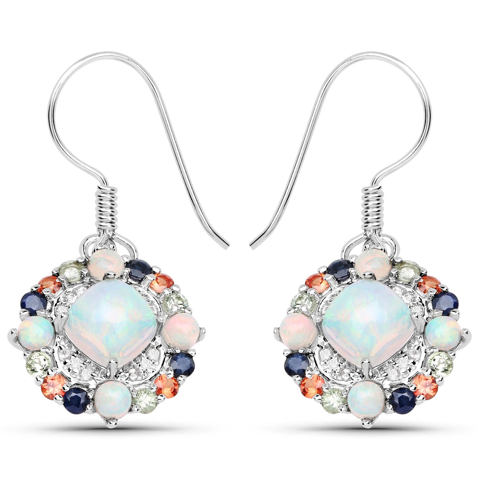 4.73 Carat Genuine Multi Stone .925 Sterling Silver Earrings