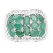 2.20 Carat Genuine Emerald & White Topaz .925 Sterling Silver Ring