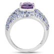 4.21 Carat Genuine Amethyst and Tanzanite .925 Sterling Silver Ring