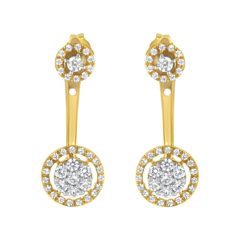 14K Yellow Gold Plated .925 Sterling Silver 5/8 Cttw Diamond Removable Stud and Dangle Earrings (I-J Color, I2-I3)