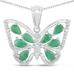 1.91 Carat Genuine Emerald and White Zircon .925 Sterling Silver Pendant