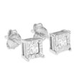 .925 Sterling Silver 1/2 Cttw Miracle Set Princess-cut Diamond Solitaire Stud Earrings (I-J Color, SI1-SI2 Clarity)