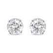 14K White Gold 3/4 Cttw Round Brilliant-Cut Near Colorless Diamond Classic 4-Prong Stud Earrings (H-I Color, SI1-SI2 Clarity)