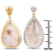 14K Yellow Gold Plated 35.15 Carat Genuine Golden Rutile and White Topaz .925 Sterling Silver Earrings