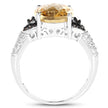 4.65 Carat Genuine Citrine, Champagne Diamond & White Diamond .925 Sterling Silver Ring