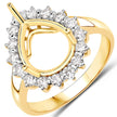 0.48 Carat Genuine White Diamond 14K Yellow Gold Semi Mount Ring - holds 11x9mm Pear Gemstone