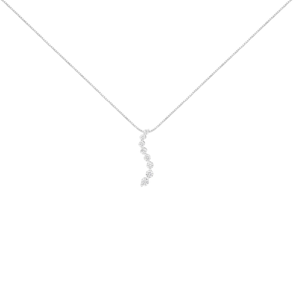 AGS Certified 14k White Gold 3.0 Cttw Baguette and Brilliant Round-Cut Diamond Journey 18