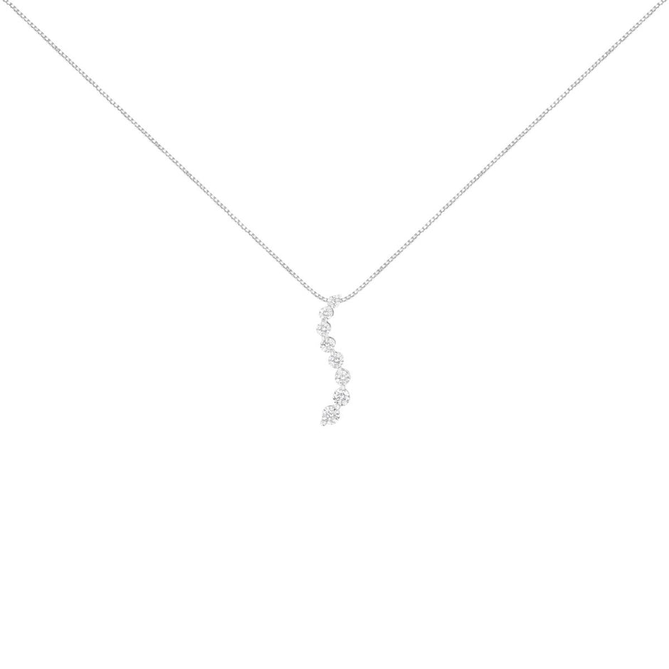 AGS Certified 14k White Gold 3.0 Cttw Baguette and Brilliant Round-Cut Diamond Journey 18