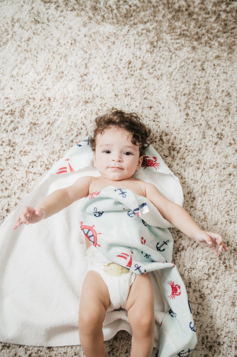 Ahoy Little One Hooded Baby Towel - Hooded Towels - Custom Crafting Alliance, LLC