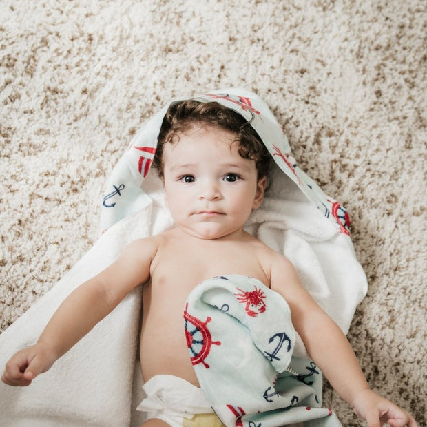 Ahoy Little One Hooded Baby Towel - Hooded Towels - Custom Crafting Alliance, LLC